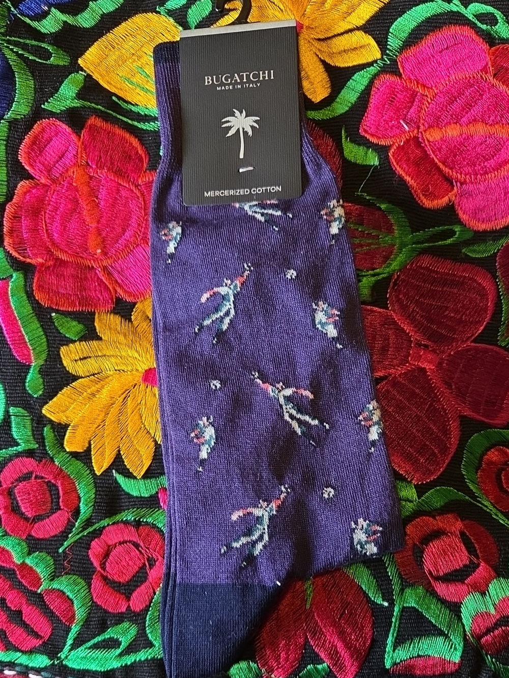 Bugatchi Purple Mercerized Cotton Novelty Swimmer Socks